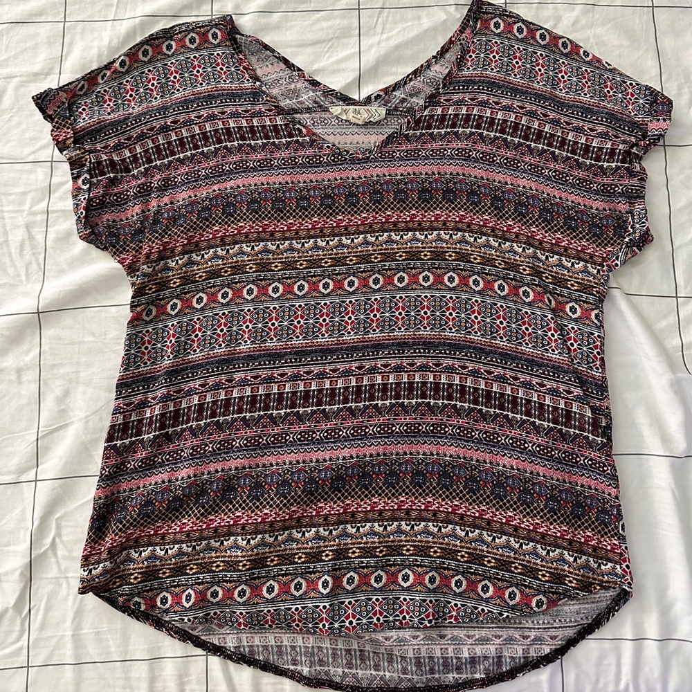 Pink Rose L Printed Top